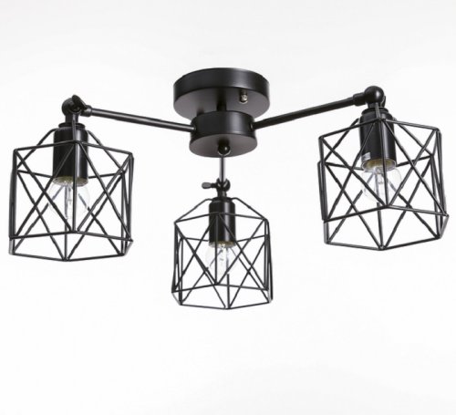 Люстра потолочная трехрожковая  Е27 Черная картинка 